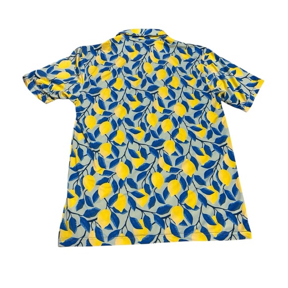 Royal & Awesome Polo Shirt Mens Medium Lemon All Over Print Golf Summer Colorful - Picture 5 of 8